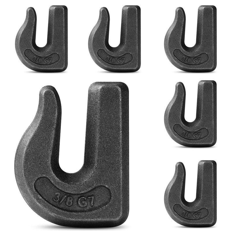XHMAXE 6Pack 3/8''Weld On Hook,Tractor Chain Hooks,G70 Weld On Grab Hooks, Heavy Duty Weldable Chain Hooks 3/8 for Chain Pulling and Lifting, Trailer Truck, Rigging, Tractor-6600 LBS Capacity - Image 1